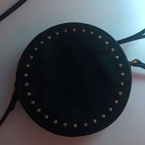 Over the shoulder faux leather black bag